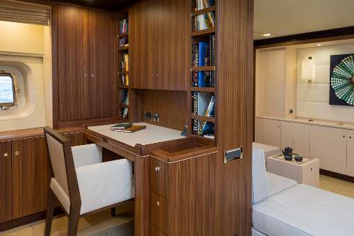 Photo 2: Exclusive interior design of a yacht using the natural material veneer. Photo: Royal Huisman Sea Eagle by Nicola Bozzo & Carlo Baroncini